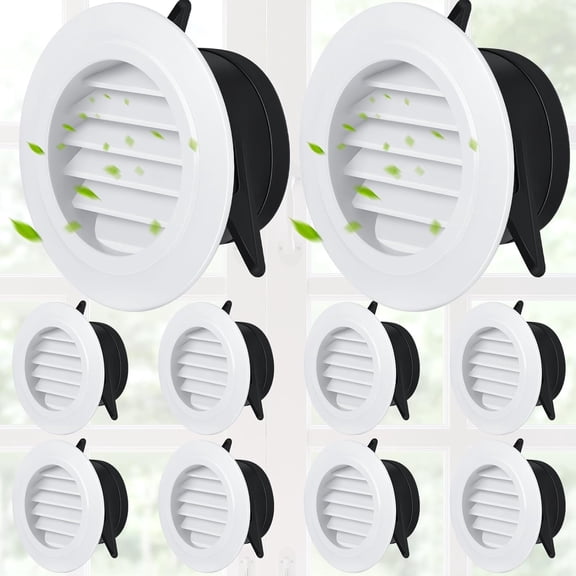 8 Pcs Soffit Vents 4 Inch Soffit ABS Exterior Round Exhaust Vent with Built in Fly Screen Mesh for Home Bathroom Office Kitchen, White
