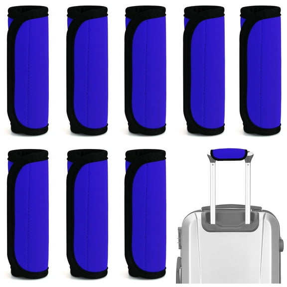 8 Pcs Soft Luggage Handle Wrap Grip Cover Identifiers, Bright Blue Suitcase Handle Wraps, Waterproof Luggage Handle Covers Tags Accessories for Travel Bag Trolley Case Airplane
