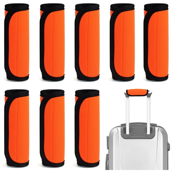 8 Pcs Soft Luggage Handle Wrap Grip Cover Identifiers, Bright Orange Suitcase Handle Wraps, Waterproof Luggage Handle Covers Tags Accessories for Travel Bag Trolley Case Airplane