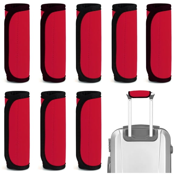 8 Pcs Soft Luggage Handle Wrap Grip Cover Identifiers, Bright Red Suitcase Handle Wraps, Waterproof Luggage Handle Covers Tags Accessories for Travel Bag Trolley Case Airplane