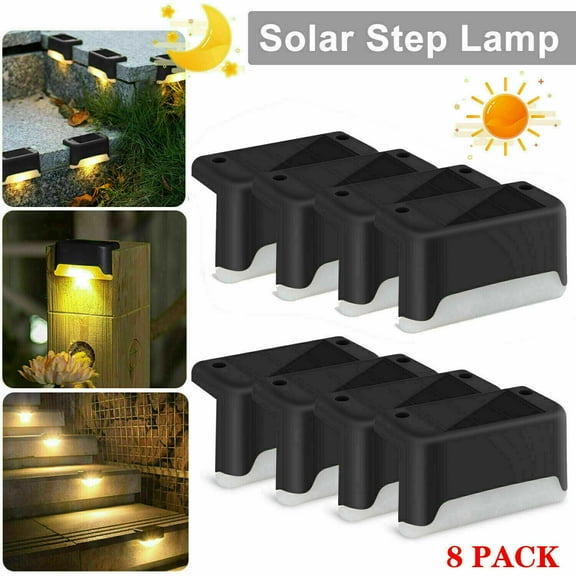 8 Pcs Solar LED Bright Deck Lights Outdoor Garden Patio Railing Path Lighting US