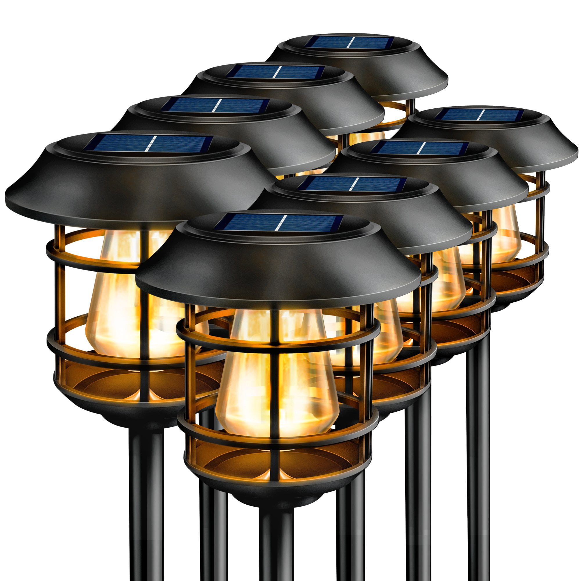 Solar Powered Black LED Pathway Lights Multipack
