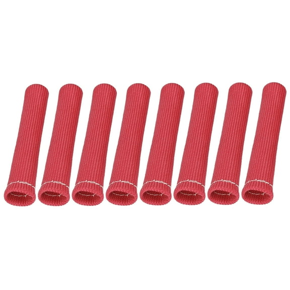 8 Pcs Spark Plug Wire Boots 1800 Degree Heat Shield Protector Sleeve Red for Car