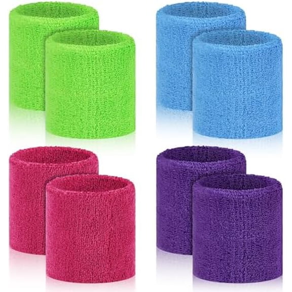 8 Pcs Sports Wrist Sweat Bands for Men & Women, Absorbent Wrist Sweatbands Tennis Wristbands, Elastic Wrist Bands for Sweat for Basketball Tennis Football Gym Running Working Out