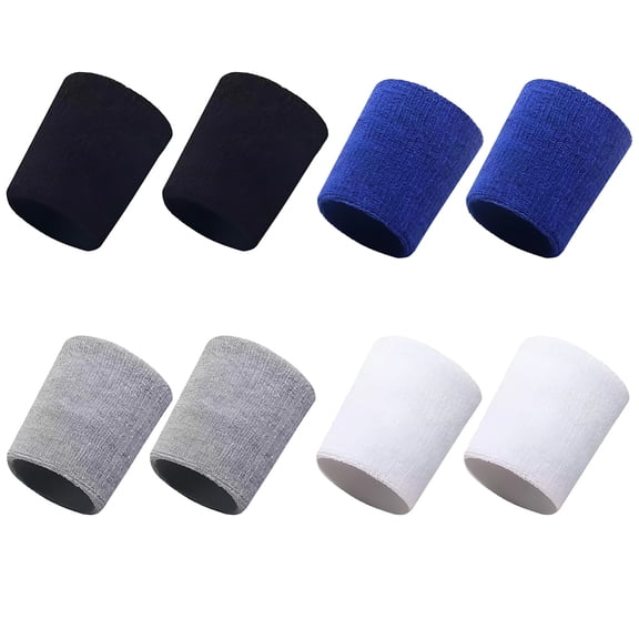 8 Pcs Sports Wristband Wrist Sweatbands Tennis Wristbands Cotton Sweat Absorbent Breathable Stretchy Athletic for