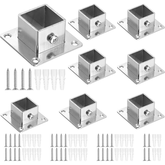 8 Pcs Square Post Bases 1" x Stainless Steel Flange Anchor Heavy Duty Brackets for Fence Deck Railing Support -