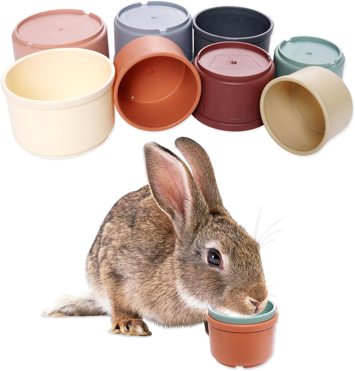 8 Pcs Stacking Cups for Rabbits, Multi-Colored Bunny Toys of Different ...