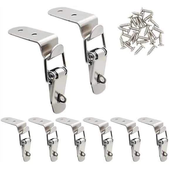 8 Pcs Stainless Steel 90 Degree Spring Toggle Lock with Clasp Buckle Latch and Mounting Screws for Box Cabinet Door Barn Wooden Case Toolboxes$$Tools & Hardware Other