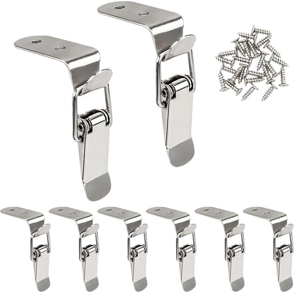 8 Pcs Stainless Steel 90 Degree Spring Toggle Lock Generic Latch with Mounting Screws for Box Cabinet Door Barn Wooden Case Toolboxes