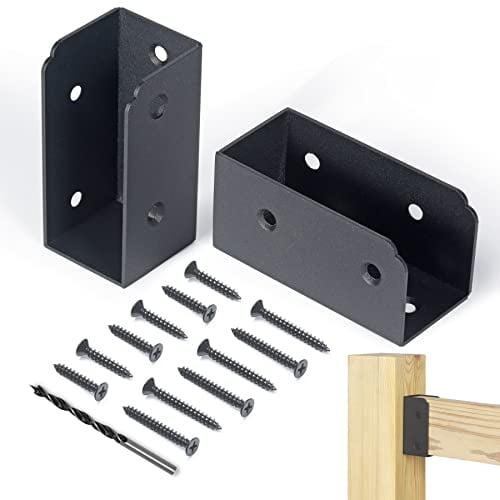 8 Pcs Stainless Steel Deck Railing Brackets Connectors for 2"x4" (Actual 1.5"x3.5") Railing Wood Post (Black)$$Tools & Hardware Other