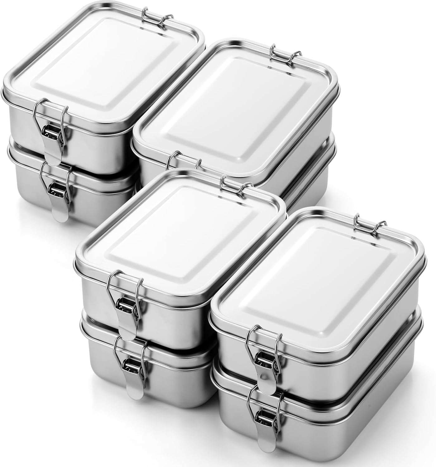 8 Pcs Stainless Steel Food Containers Metal Bento Lunch Box Stainless