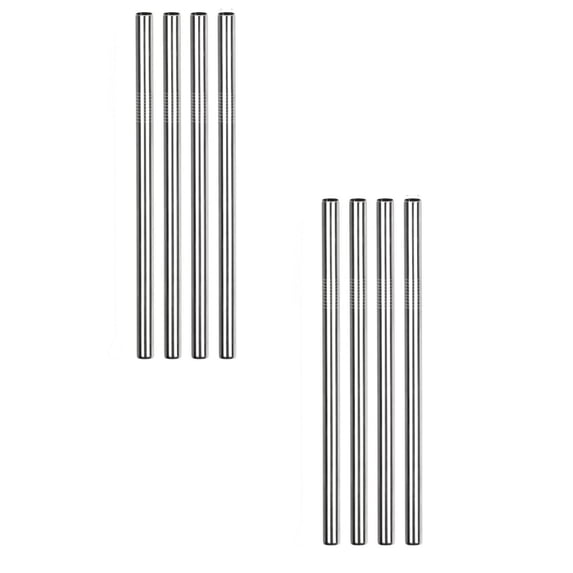 8 Pcs Stainless Steel Smoothie Straws, Reusable Metal Straws for Juice, Water, Smoothie Set of 4 with Cleaning Brush 8.3"
