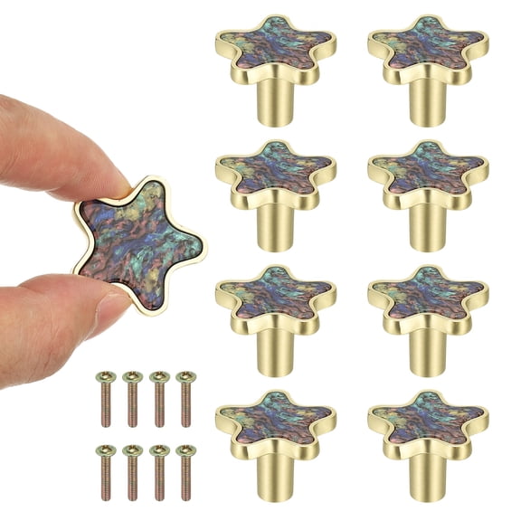 8 Pcs Star Shaped Cabinet Knobs, Bathroom Dresser Knobs Kitchen Drawer Pulls for Wadrobe Cupboard Door Hardware Multicolor