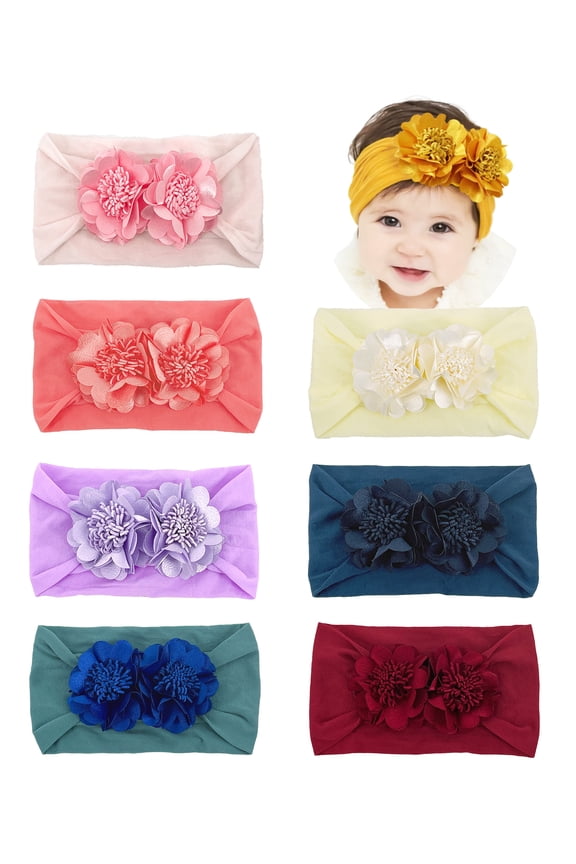 8 Pcs Stretchy Knot Nylon Baby Headbands For Newborn Baby Girls Infant Toddlers Kids Bows Child Hair Accessories