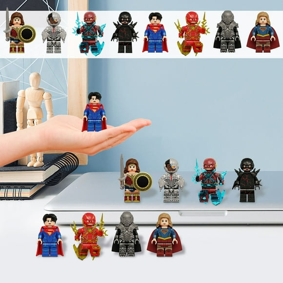 8 Pcs Superhero The Flash Minifigures Bat Hero Building Blocks Toys for Kids Gift Collectible Wonder Woman, Steel Bone, Reverse Flash,Super Girl Building Blocks,Justice League Building Blocks Toys