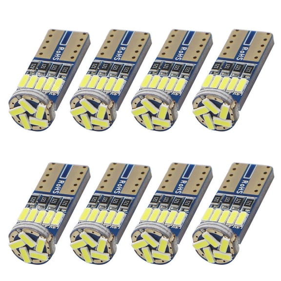 8 Pcs T10 LED W 5W CANBUS Interior Lighting Glass Base Light Lamp 12V White