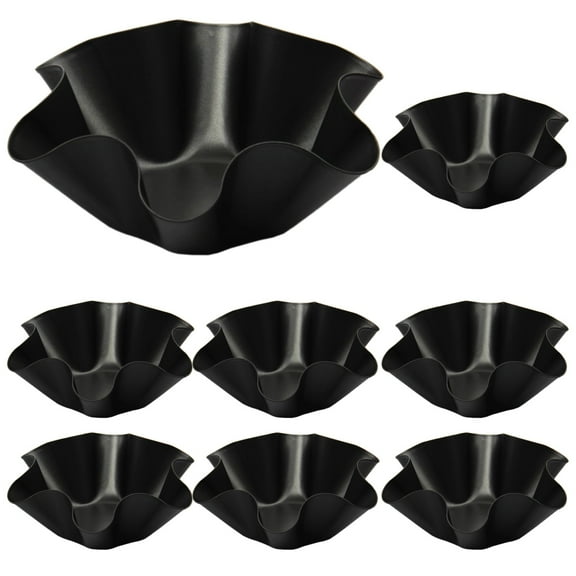 8 Pcs Taco Salad Bowl Maker, 6 in Nonstick Carbon Steel Tortilla Pan Set, Fluted Taco Shell Mold for Baking, Shaping Tortillas, Black