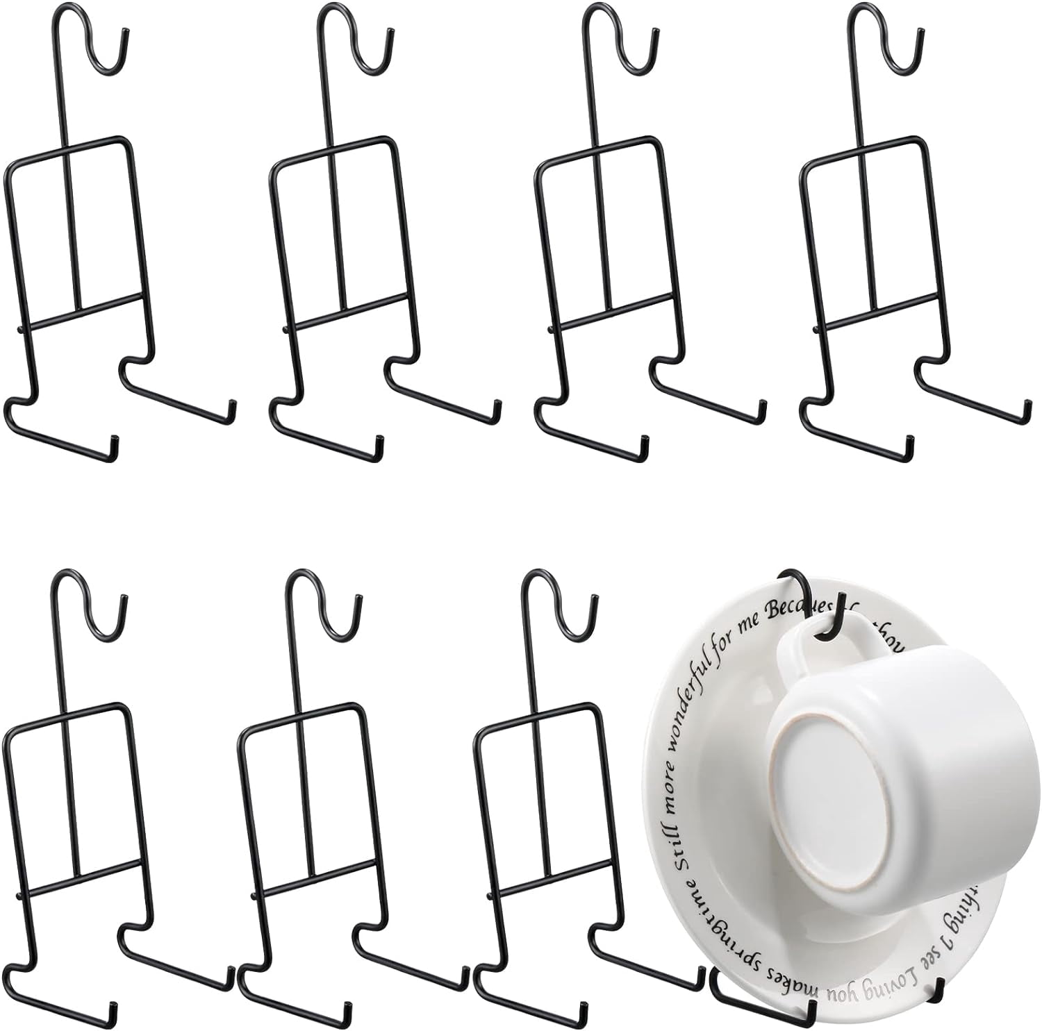 8 Pcs Tea Cup and Saucer Display Stand Metal China Teacup Holder Rack ...