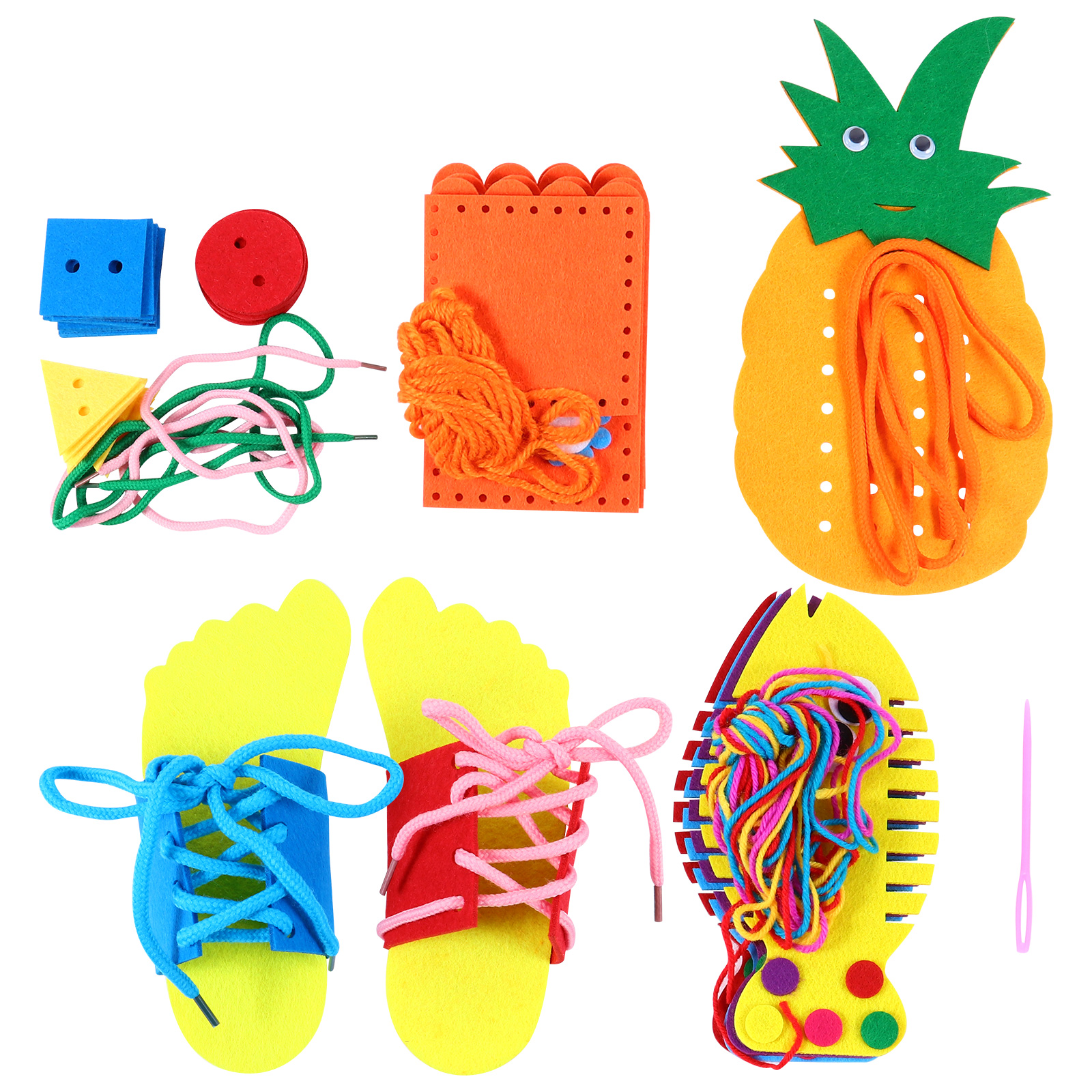 8 Pcs Threading Toys Daycare Toys Creative Playthings Wooden Blocks