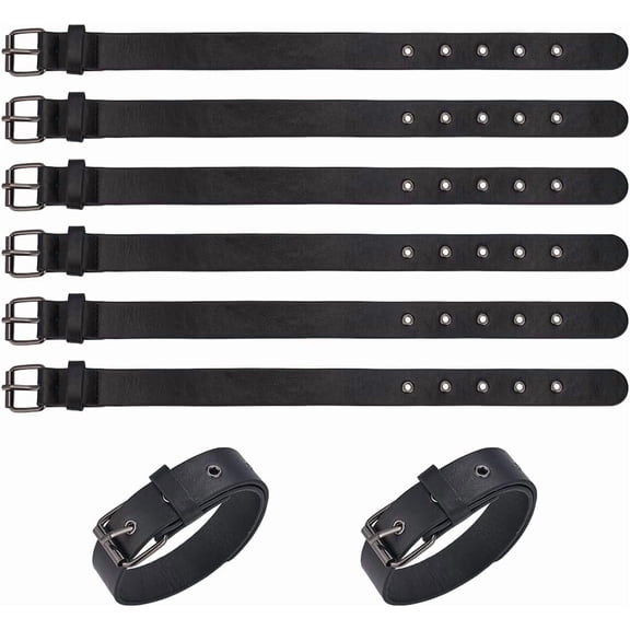 8 Pcs Traditional Kilt Extender Straps Leather Cuff Belt Buckles 1x16 inch Black PU Leather Adjustable Belt with Metal Square Women's Buckle for Coat Jacket Dress Bags DIY Craft diy