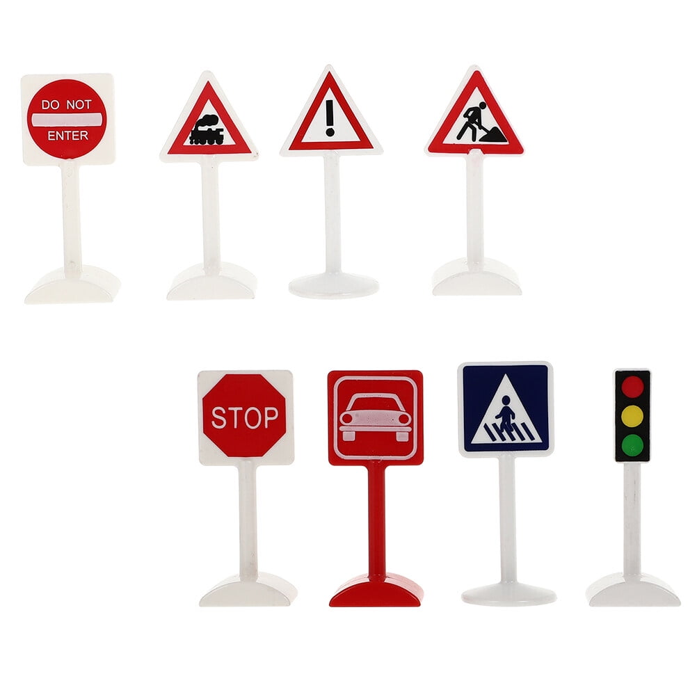 8 Pcs Traffic Sign Ornaments Models Mini Signs Children Toys Sand Table ...