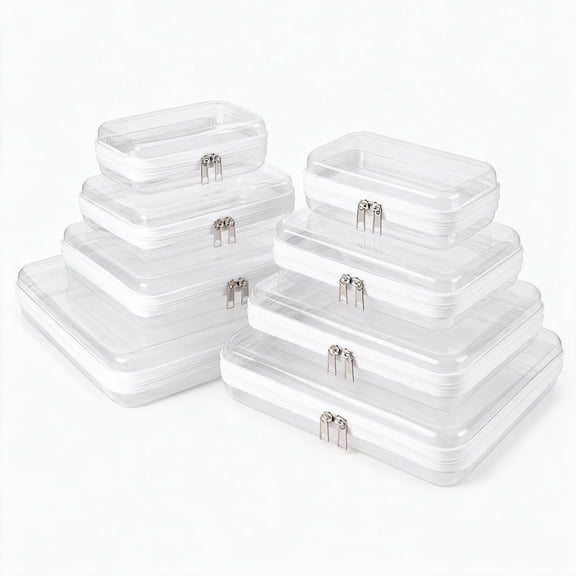 8-Pcs Transparent Hard Shell Zipper Box, Fits Multiple Sizes, Hard Plastic Zipper Storage Case, Portable Travel Organizer Box