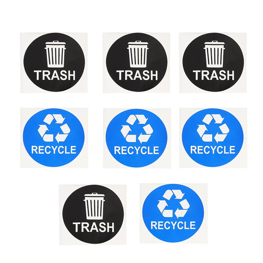 8 Pcs Trash Can Decals Rubbish Bin Waterproof Stickers Green Labels