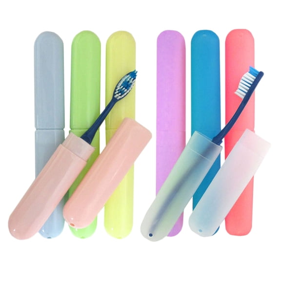 8 Pcs Travel Toothbrush Case Portable Travel Toothbrush Holder Plastic Toothbrush Container Protector Cover for Traveling, Camping, Home, Business, 7.48x1.06 Inch, Random Color