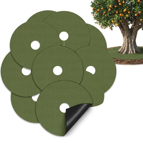 8 Pcs Tree Mulch Rings, MODANU 31.5 Inch Tree Weed Barrier Fabric Non-Woven Degradable Weed Mat Blocker for Landscaping Weed Control Root Protection