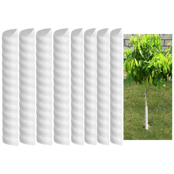 8 Pcs Tree Trunk Protector- 2 Size Tree Wraps to Protect Bark- Plastic Spiral Tree Guard- Tree Bark Protector Tube Wraps to Protect Saplings Plants from Deer Rabbit Cats Rodents Mowers