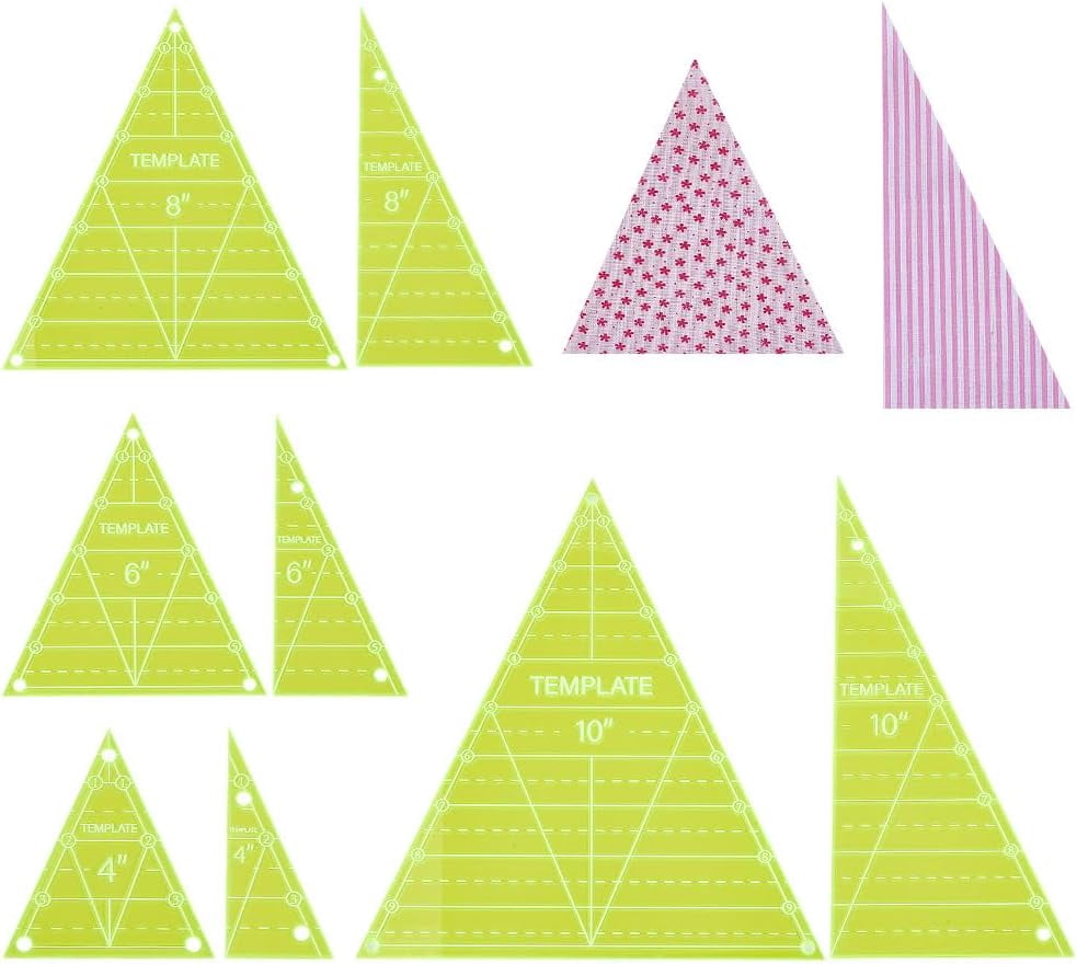 8 Pcs Triangle Quilting Template Triangle Rulers Quilting Transparent Acrylic T-Shirt Rulers Acrylic DIY Hand Patchwork Template