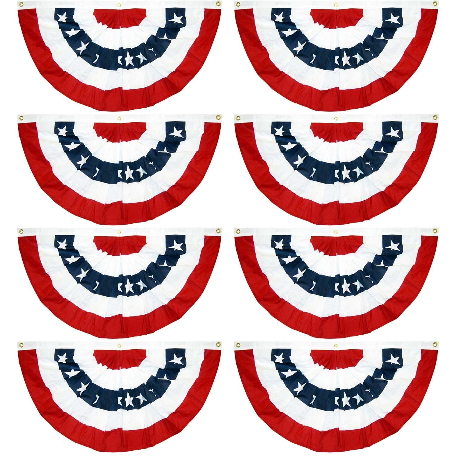 Ebaokuup 8 Pcs USA Patriotic Pleated Fan Flags, 3x1.5 ft Stars and Stripes Bunting Banner for Memorial Day July 4th