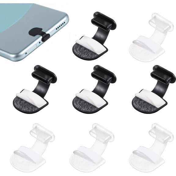 8 Pcs USB C-Type Anti Loss Dust Plugs USB C Port Cover Charger Protector with Detachable Adhesive Phone Type-C Anti Dust Charging Port Plug Compatible with Laptop SmartphonesBlack,White
