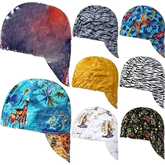 8 Pcs Unisex Adult Reversible Welding Cap Elastic Flame Resistant Cotton Welding Hat Mesh Inside Liner Low Crown Welders Cap Matched Most Helmet for Welder Electrician Gas Station, 8 Styles
