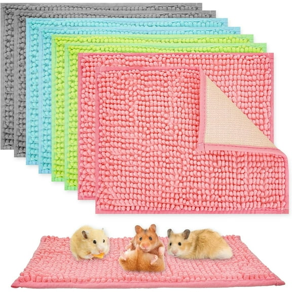 8 Pcs Valentine Guinea Pig Cage Liner Washable Fleece Pee Pads Pet Dog Cat Bedding Training Mat for Small Animal Guinea Pig Puppy Bunny Hamster(16 x 12 Inch,Square,Mixed Color)