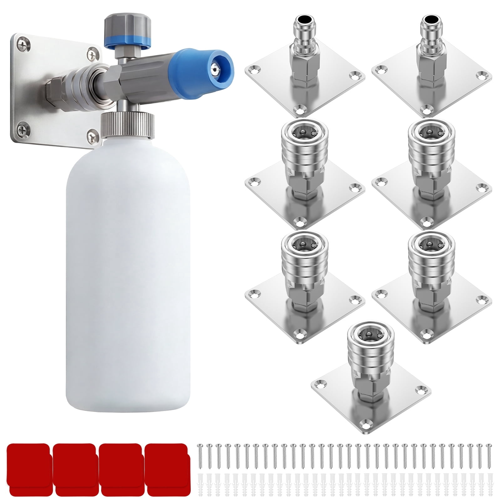 8 Pcs Pressure Washer Foam Cannon Holder 1/4 Inch Quick Connect Stainless Steel Pressure Washer Accessory Wall Bracket with Screw and Adhesive for Garage Workshop