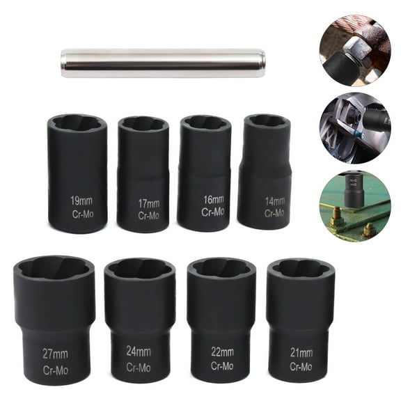 8 Pcs Wheel Lug Nut Remover Remove Damaged Locked Nuts Bolts Extractor Tools NEW Factories, Garages, and Other Places Black