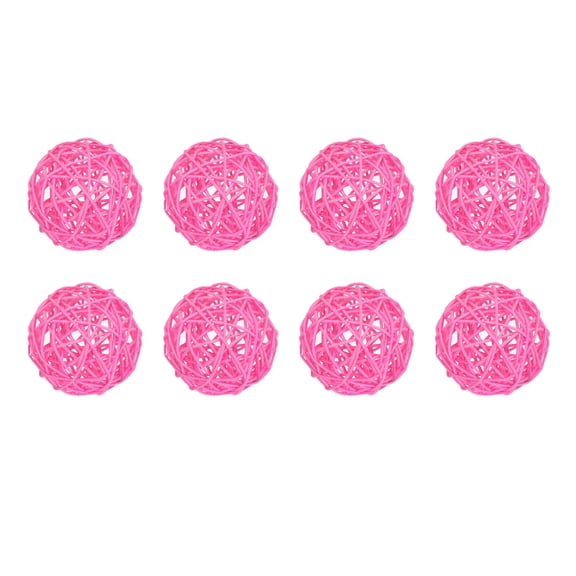8 Pcs Wicker Rattan Balls 3.9 Inch Rattan Decorative Balls for Vase Fillers Craft Home Decor Pink