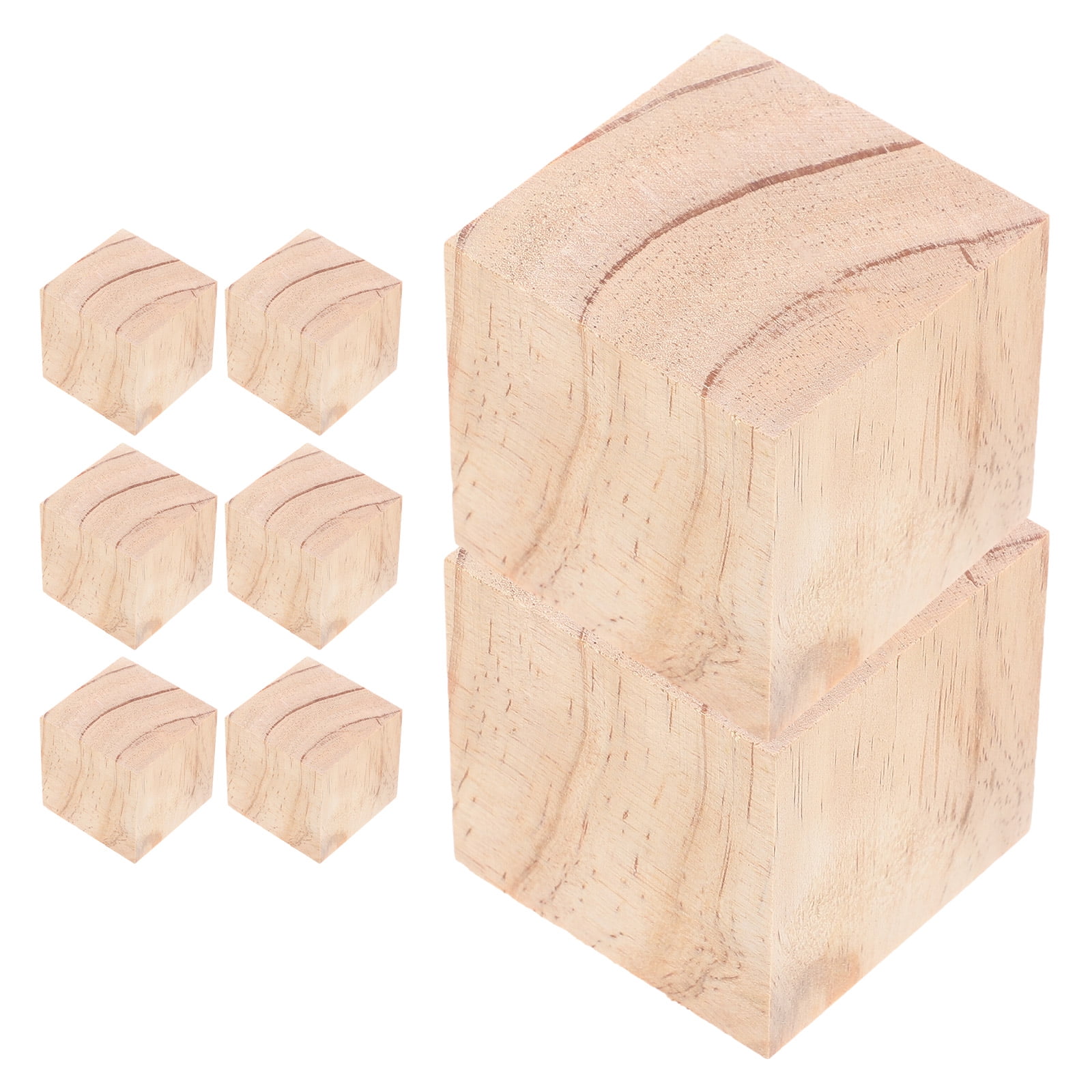 8 Pcs Wood Cubes for Crafts Plain Wooden Blocks Baby Child Beige
