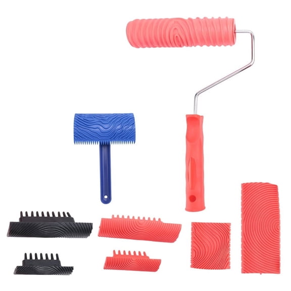 8 Pcs Wood Graining Painting Tool Set, Rubber Empaistic Grain Pattern Roller with Hk356