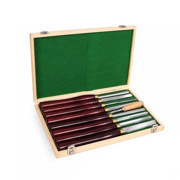 8 Pcs Wood Lathe Chisel Set , HSS Steel Turning Tools,Woodturning Gouge Scraper Parting Tool Kit
