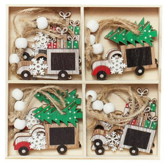 8 Pcs Wood Ornaments Hanging Pendant Owl Angel Fun Xmas Tree Decoration