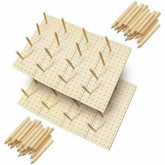 8 Pcs Wood Pegboard Drawer Organizer with 80 Pcs Pegs Wooden Peg Shelf Organizer Adjustable Drawer Peg System for Dishes Plate Pot Cookware Utensil Kitchen (17 x 5.91 in)