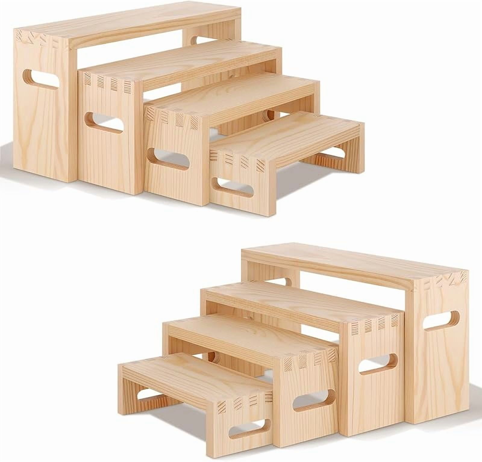 8 Pcs Wood Risers Display Stands, 2 Set Wooden Risers for Table Display ...
