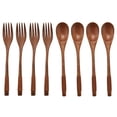 thumbnail image 1 of 8 Pcs Wooden 9 inchJapanese Spoon Fork Set Kitchen Tableware Natural Wood Cutlery Wooden Dinner Cutlery Set, 1 of 5