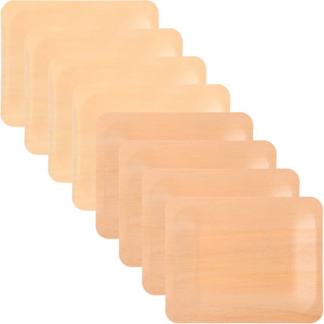 8 Pcs Wooden Dinner Plate Coffee Table Tray Wood Dinner Plate Wooden