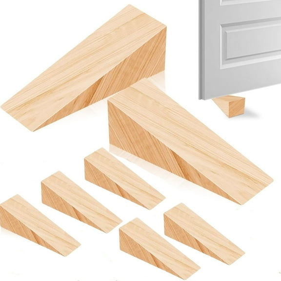 8 Pcs Wooden Door Stop,Non Slip Door Wedges,Triangle Wood Door Stopper,Wood Block for Chair Caning Door Stop,Heavy Duty Doorstop for Home Office Living Room Security Concrete Carpet Floor