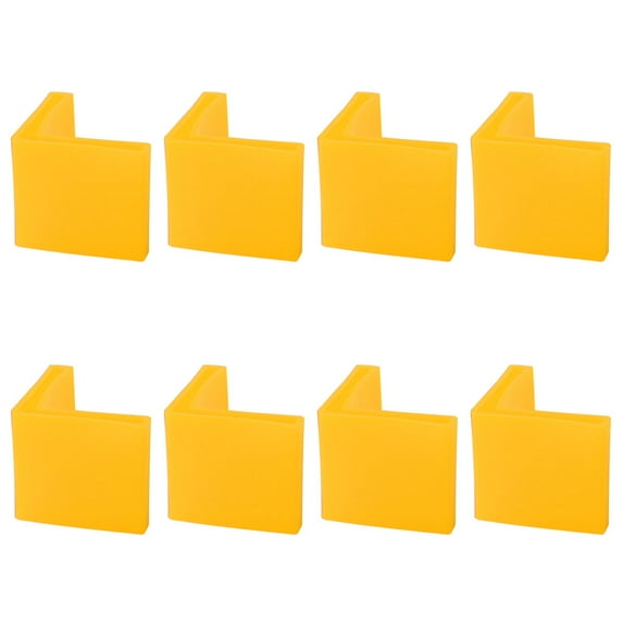 8 Pcs Yellow Plastic Angle Iron Foot Pad L Shaped Edge Leg Cover 40mmx40mm