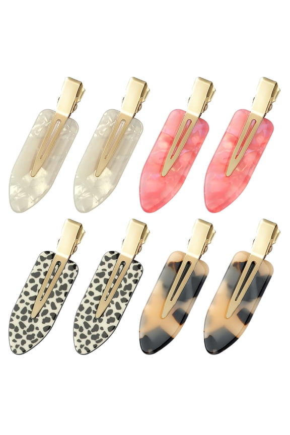 8 Pcs No bend Hair Clips No Crease Makeup Hair Clip Duckbill Clip No Dent Creaseless Alligator Hair Barrettes for Salon Hairstyle Women Girls Makeup Accessories Cellulose Acetate (PinkWhite)