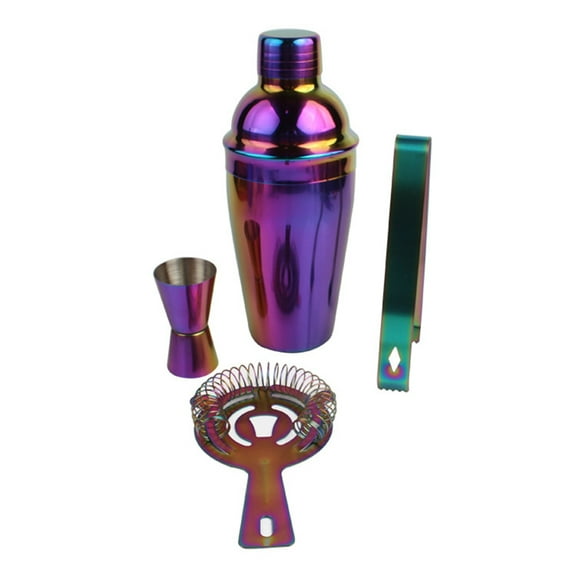 8 Pcs in 1 Set Stainless Steel 750ML Cocktail Shaker Professional Colorful Plating Bartender Tools Drink Mixer Kit for Bar Restaurant